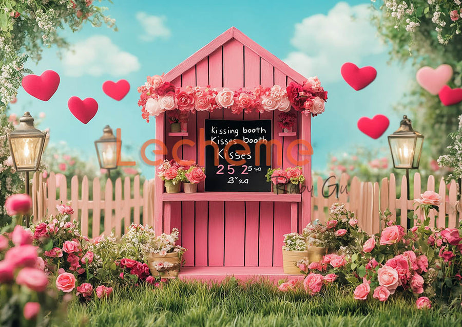 Avezano Valentine's Day Painting Kissing Booth D Photography Backdrop By Lecheme Ruby Gu