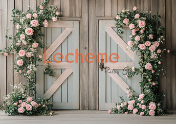 Avezano Valentine's Day Romantic Floral Rustic Door D Photography Backdrop By Lecheme Ruby Gu