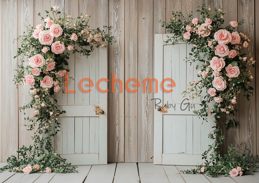 Avezano Valentine's Day Romantic Floral Rustic Door E Photography Backdrop By Lecheme Ruby Gu