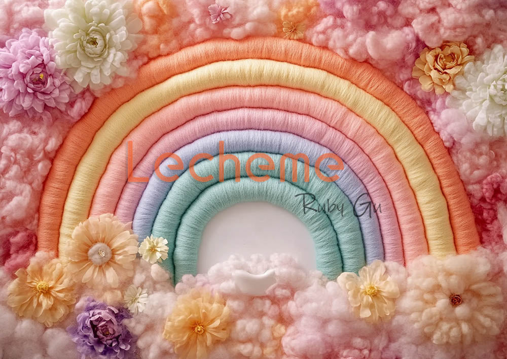 Avezano Rainbow Floral C Photography Backdrop By Lecheme Ruby Gu