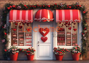 Avezano Valentine's Day Red Store B Photography Backdrop By Lecheme Ruby Gu