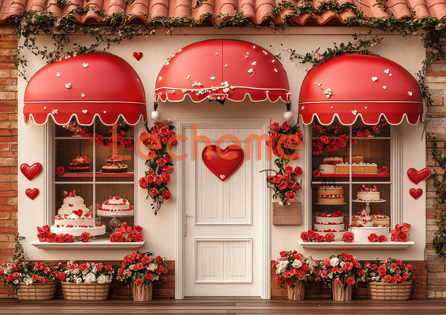 Avezano Valentine's Day Red Store E Photography Backdrop By Lecheme Ruby Gu