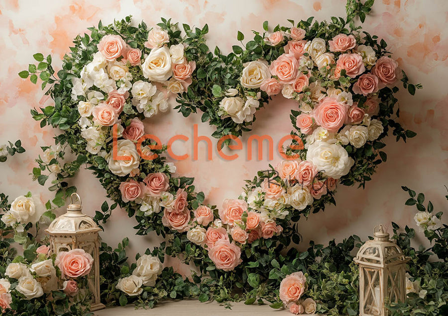 Avezano Valentine's Day Heart Florals B Photography Backdrop By Lecheme Ruby Gu