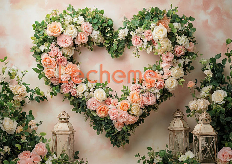 Avezano Valentine's Day Heart Florals C Photography Backdrop By Lecheme Ruby Gu