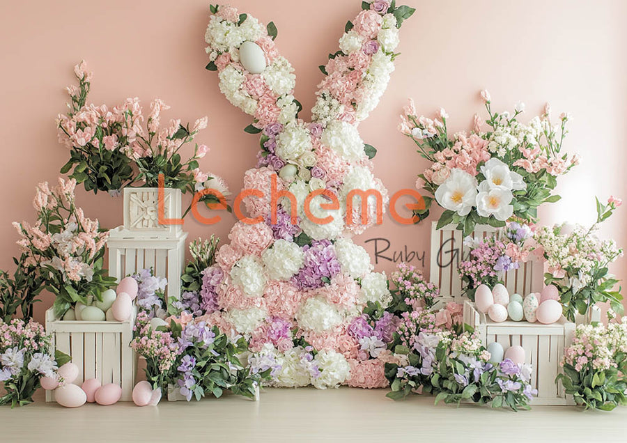 Avezano Easter Florals Bunny and Eggs B Photography Backdrop By Lecheme Ruby Gu