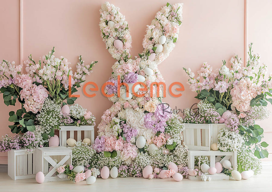 Avezano Easter Florals Bunny and Eggs C Photography Backdrop By Lecheme Ruby Gu