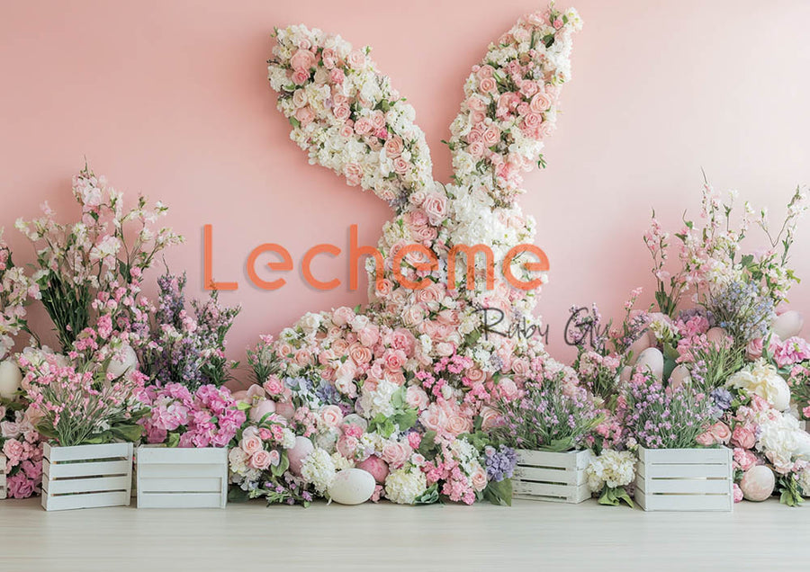 Avezano Easter Florals Bunny and Eggs D Photography Backdrop By Lecheme Ruby Gu