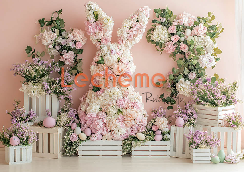 Avezano Easter Florals Bunny and Eggs E Photography Backdrop By Lecheme Ruby Gu