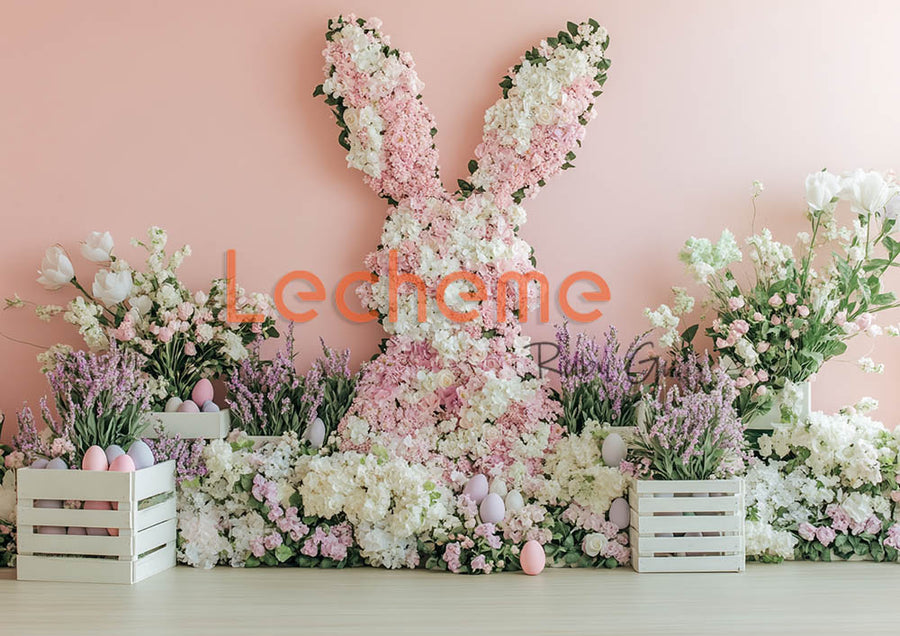 Avezano Easter Florals Bunny and Eggs F Photography Backdrop By Lecheme Ruby Gu