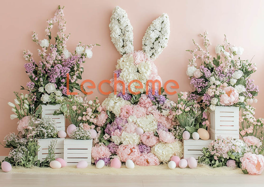 Avezano Easter Florals Bunny and Eggs G Photography Backdrop By Lecheme Ruby Gu