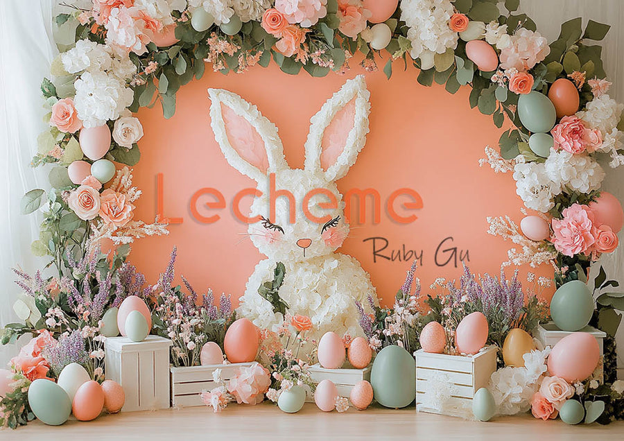 Avezano Easter Florals Bunny and Eggs H Photography Backdrop By Lecheme Ruby Gu