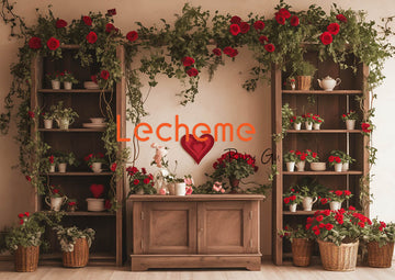 Avezano Valentine's Day Cupboards and Roses Photography Backdrop By Lecheme Ruby Gu