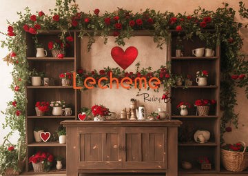 Avezano Valentine's Day Vintage Cabinets and Roses Photography Backdrop By Lecheme Ruby Gu