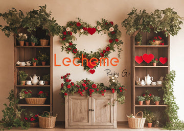 Avezano Valentine's Day Rose Wreath of love Photography Backdrop By Lecheme Ruby Gu