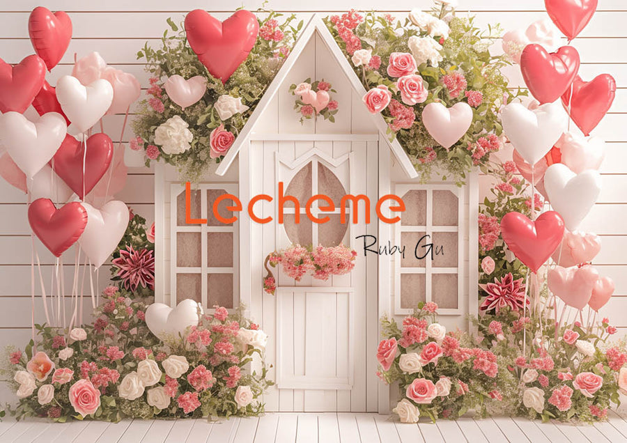 Avezano Valentine's Day White House Balloon Rose Photography Backdrop By Lecheme Ruby Gu