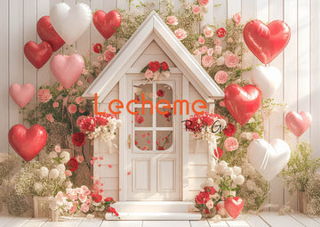 Avezano White House Valentine's Day Balloon Photography Backdrop By Lecheme Ruby Gu