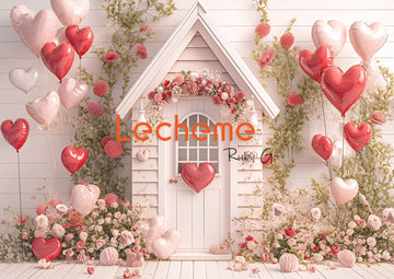 Avezano Valentine's Day House Love Balloon Photography Backdrop By Lecheme Ruby Gu