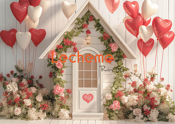 Avezano Valentine's Day Flower House and House Photography Backdrop By Lecheme Ruby Gu