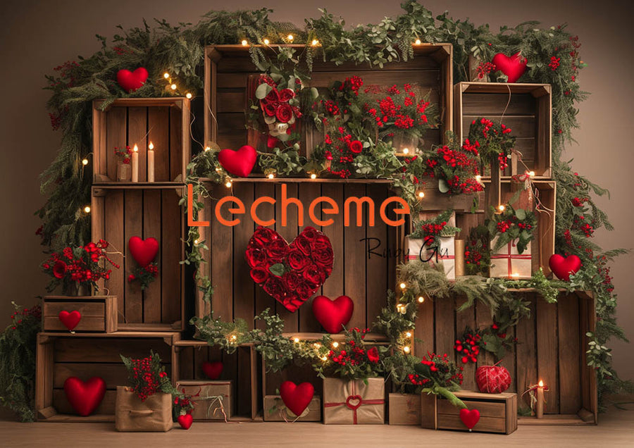 Avezano Valentine's Day Present and Wooden Box Photography Backdrop By Lecheme Ruby Gu