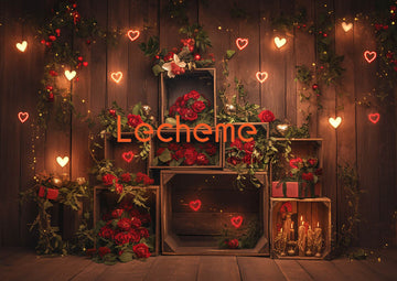 Avezano Valentine's Day lamplight and Wooden Box Photography Backdrop By Lecheme Ruby Gu