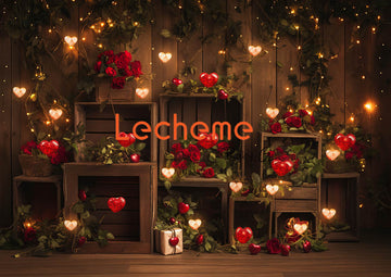 Avezano Valentine's Day Love lamplight and Box Photography Backdrop By Lecheme Ruby Gu