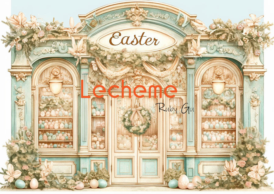 Avezano Spring Easter Shop and Egg Photography Backdrop By Lecheme Ruby Gu