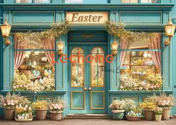 Avezano Spring Easter Window Flowers and Eggs Photography Backdrop By Lecheme Ruby Gu