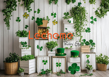 Avezano Spring Four-leaf Clover Green Photography Backdrop By Lecheme Ruby Gu