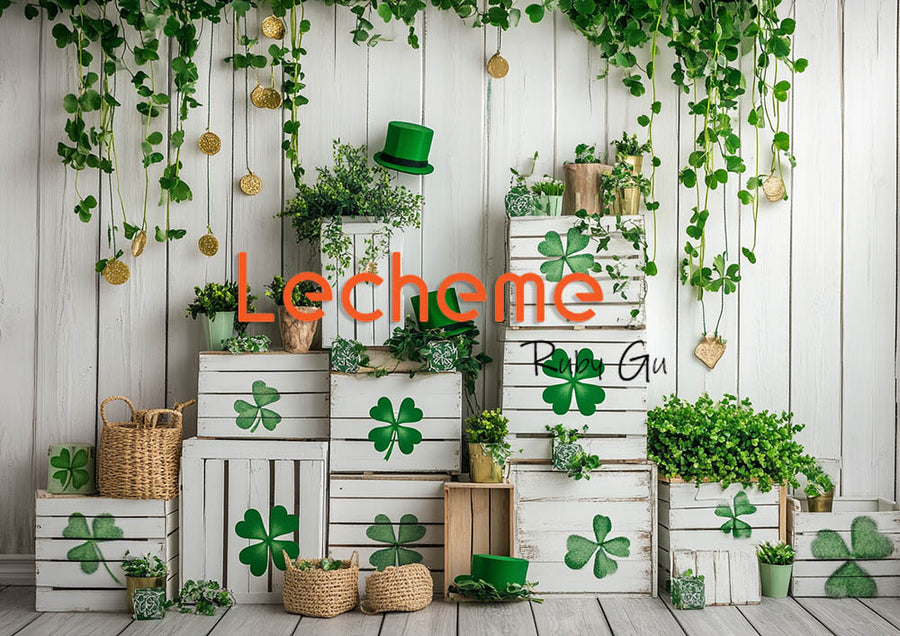 Avezano Four-leaf Vines and Boxes Photography Backdrop By Lecheme Ruby Gu