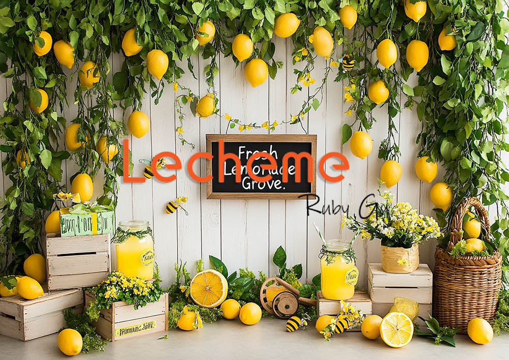 Avezano Spring Fresh Lemon and Vine Photography Backdrop By Lecheme Ruby Gu