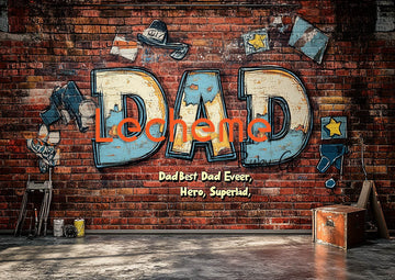 Avezano Father's Day Brick Wall Daddy Painting Photography Backdrop By Lecheme Ruby Gu