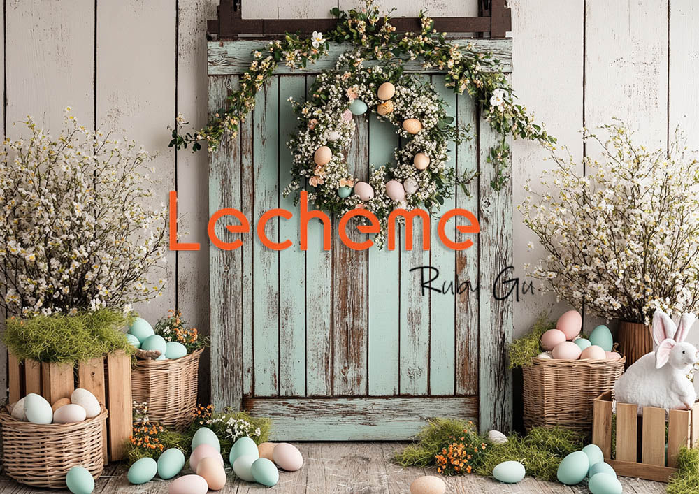 Avezano Easter Light Green Wooden Door Decoration Photography Backdrop By Lecheme Ruby Gu