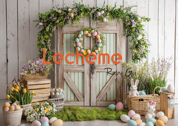 Avezano Easter Vintage Door and Egg Photography Backdrop By Lecheme Ruby Gu