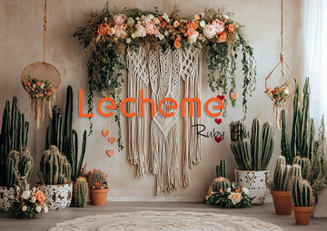 Avezano Bohemian Flowers and Cacti Photography Backdrop By Lecheme Ruby Gu