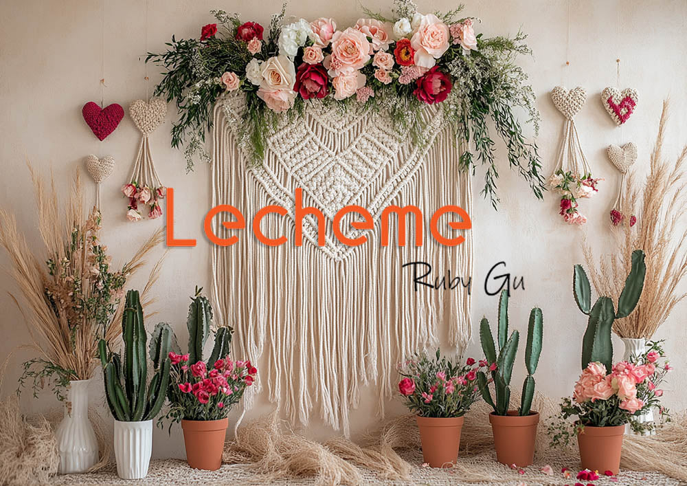 Avezano Bohemian Flowers and Potted Photography Backdrop By Lecheme Ruby Gu