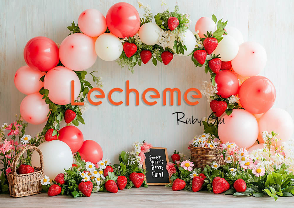 Avezano Spring Strawberry Balloon Arch Photography Backdrop By Lecheme Ruby Gu