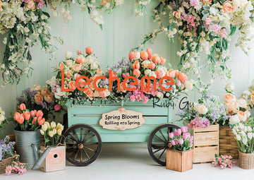 Avezano Spring Floats and Green Wall Photography Backdrop By Lecheme Ruby Gu