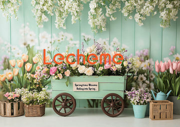 Avezano Spring Floats and Green Car Photography Backdrop By Lecheme Ruby Gu