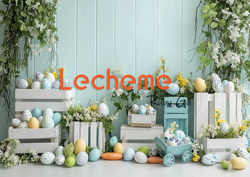 Avezano Easter White Picket Fence Eggs and Flowers Photography Backdrop By Lecheme Ruby Gu D