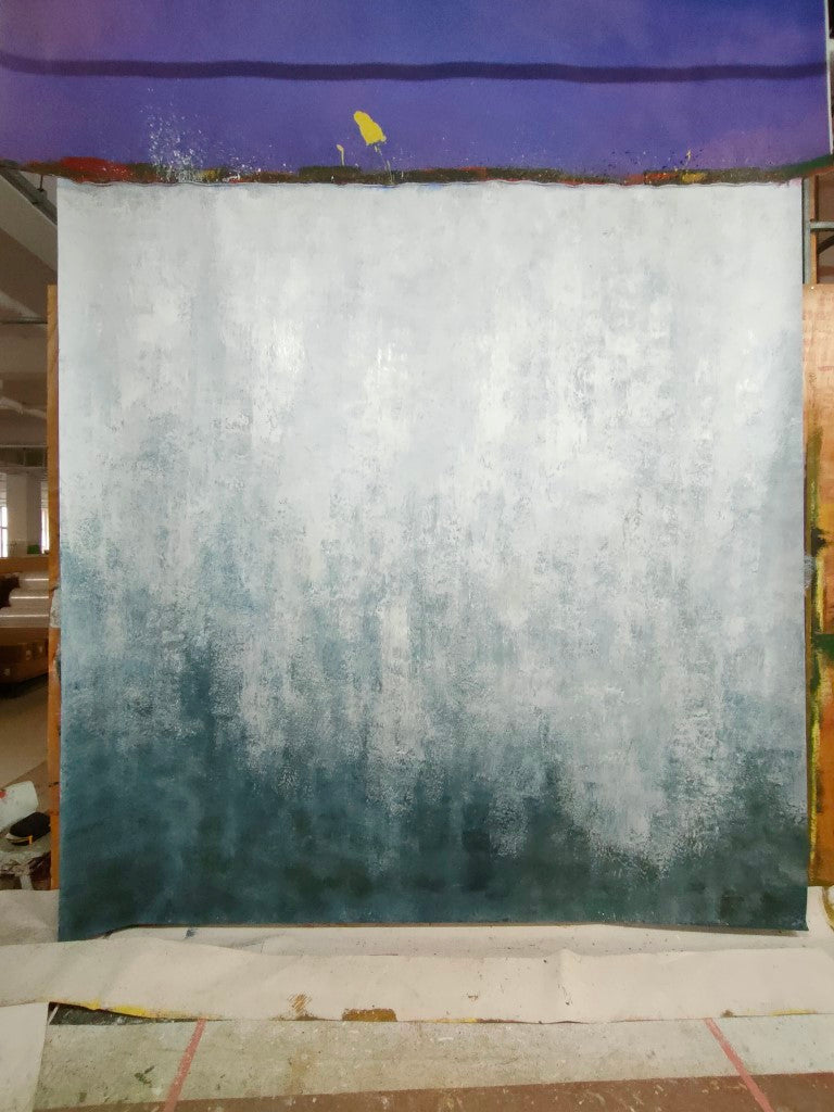 Avezano Grey & Blue Gradient Texture Abstract Hand Painted Canvas Photography Backdrop