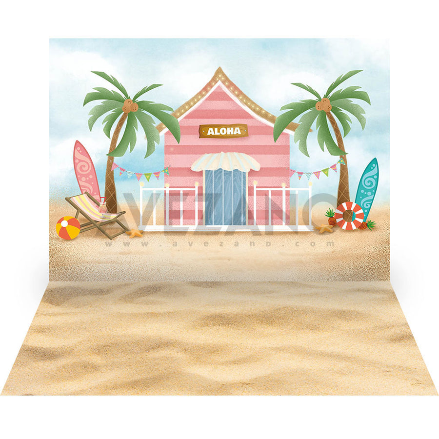 Avezano Summer Pink House 2 pcs Set Backdrop-AVEZANO