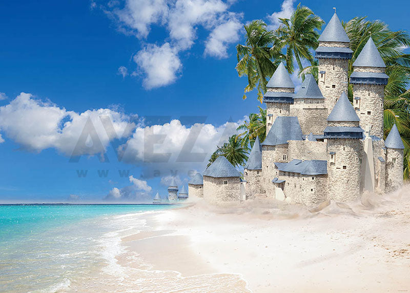 Avezano Summer Seaside Castle Photography Backdrop-AVEZANO