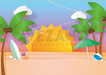 Avezano Summer Sunset on the Beach Photography Backdrop-AVEZANO