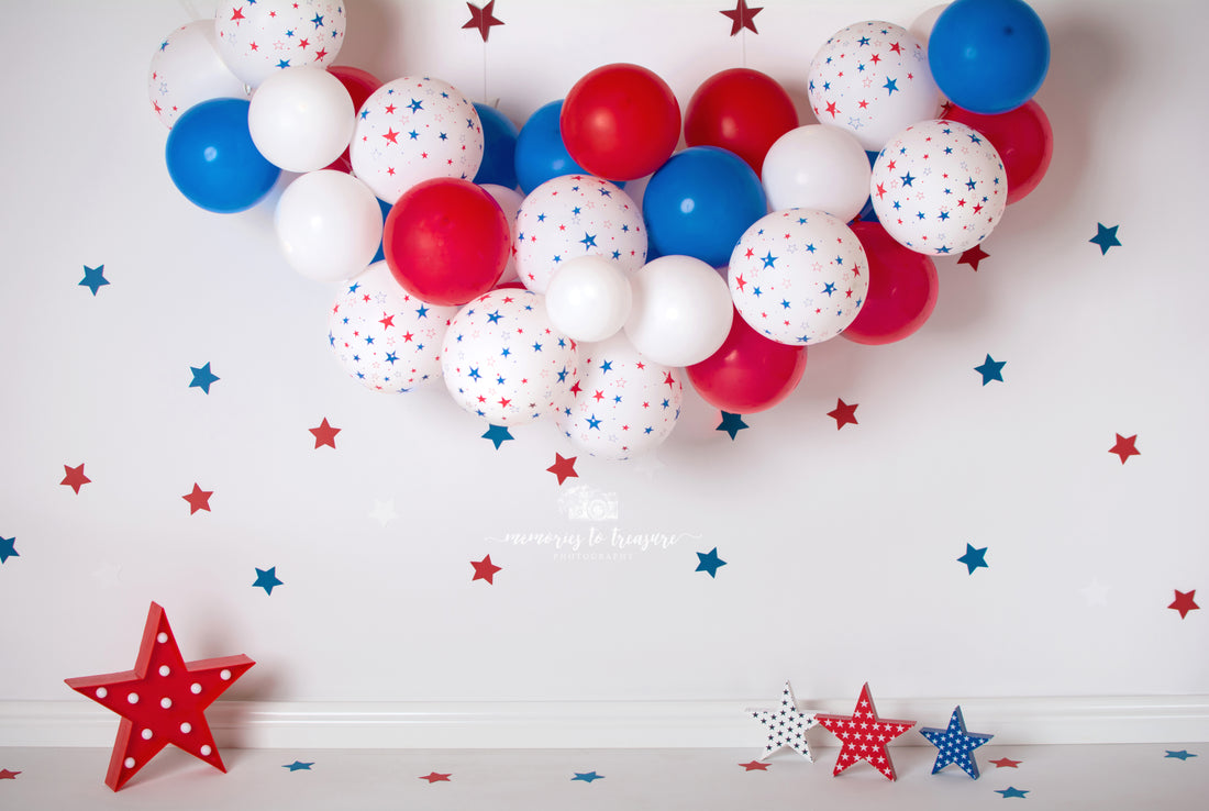 Avezano Independence Day Balloon Party Baby First Birthday Backdrop for Photography By Paula Easton