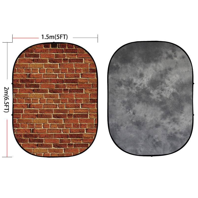 Avezano Grey and Red Brick Walls Collapsible Backdrop Photography