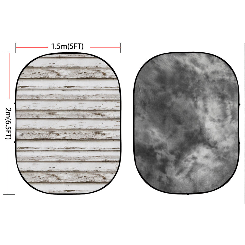 Avezano White Wood and Grey Collapsible Backdrop Photography