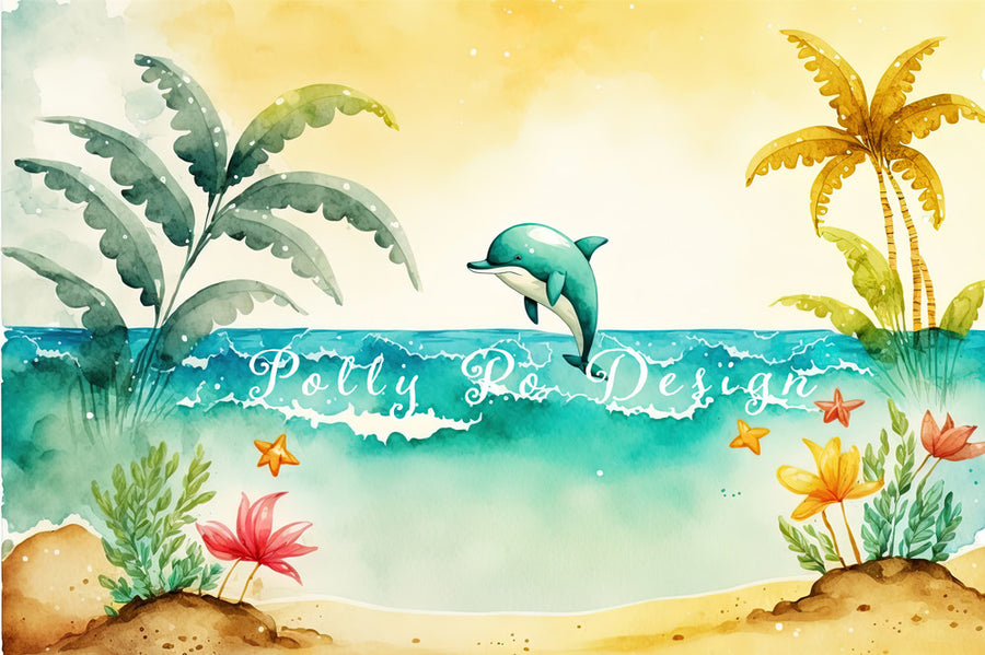 Avezano Summer Dolphin Photography Backdrop Designed By Polly Ro Design-AVEZANO