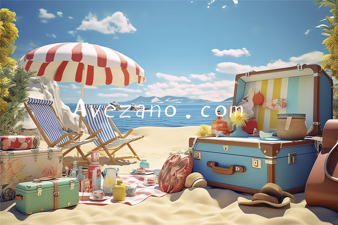 Avezano Summer Beach Trunk Digital Backdrop Designed