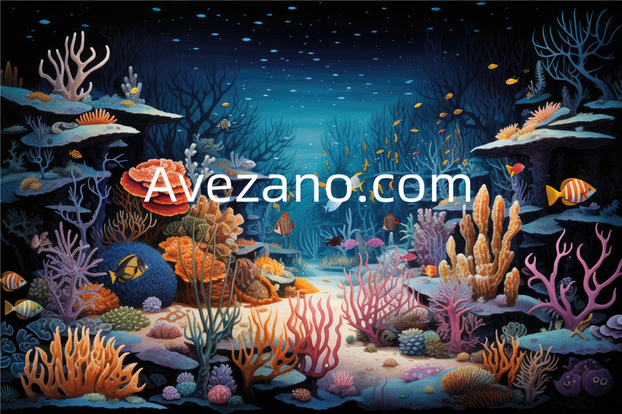 Avezano Summer Submarine Coral Digital Backdrop Designed