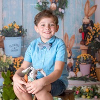 Avezano Easter Blue Wooden Door and Rabbit Photography Backdrop